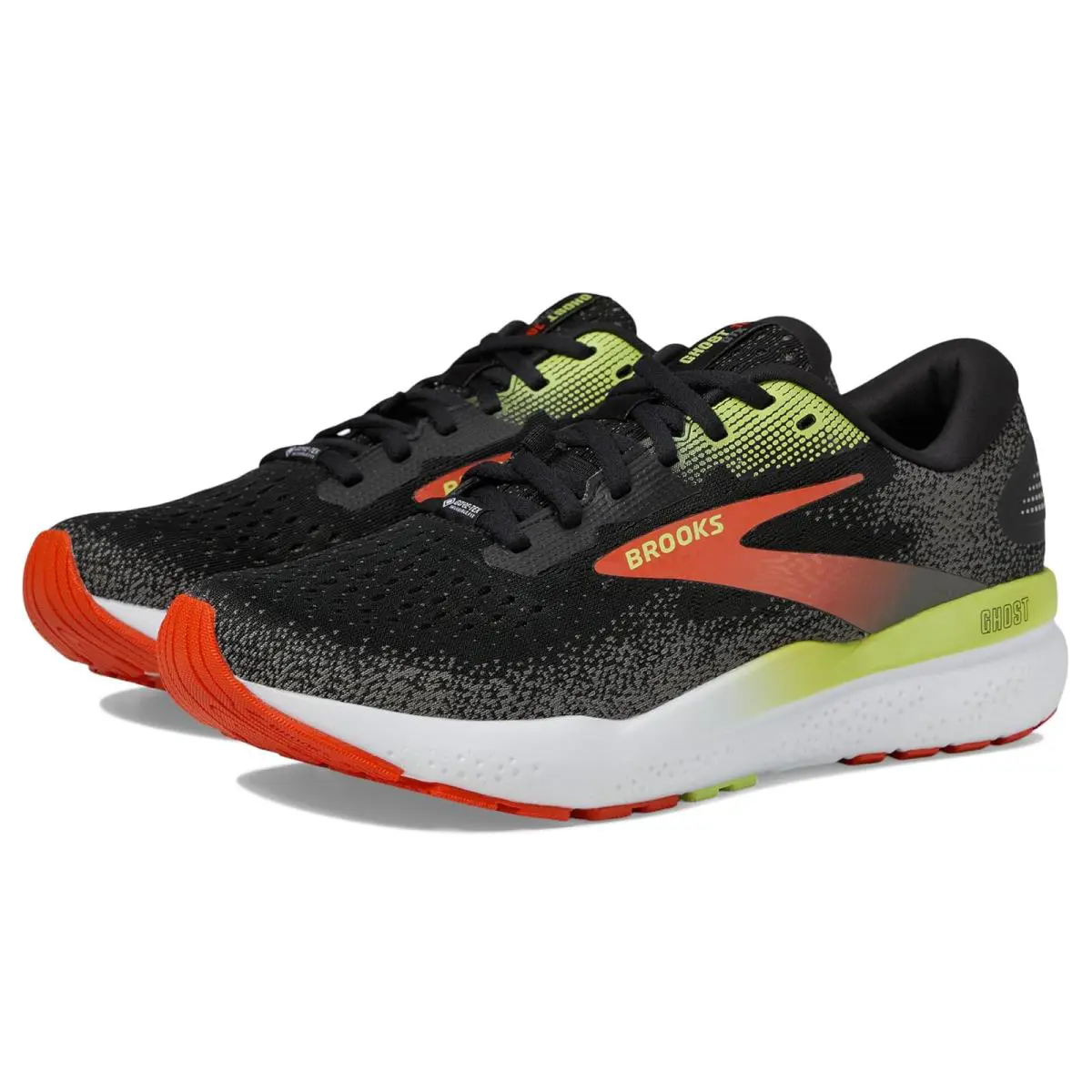 Man`s Sneakers Athletic Shoes Brooks Ghost 16 Gtx - Black/Mandarin Red/Green