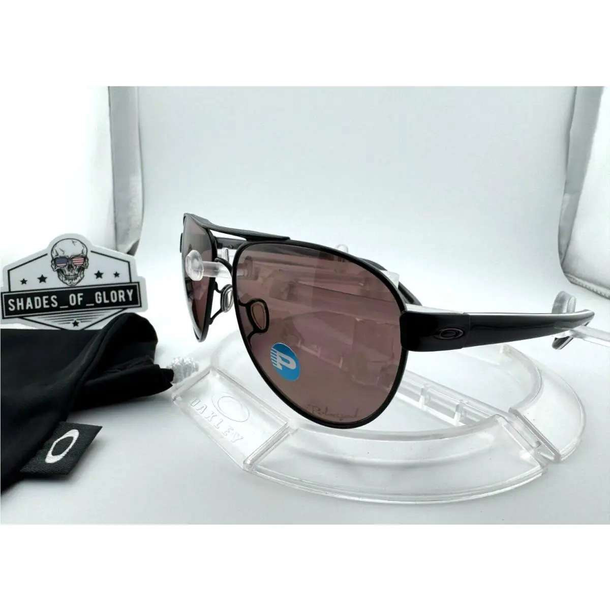Disclosure Polished Black W/ OO Grey Polarized Sunglasses OO4110-04 by Oakley
