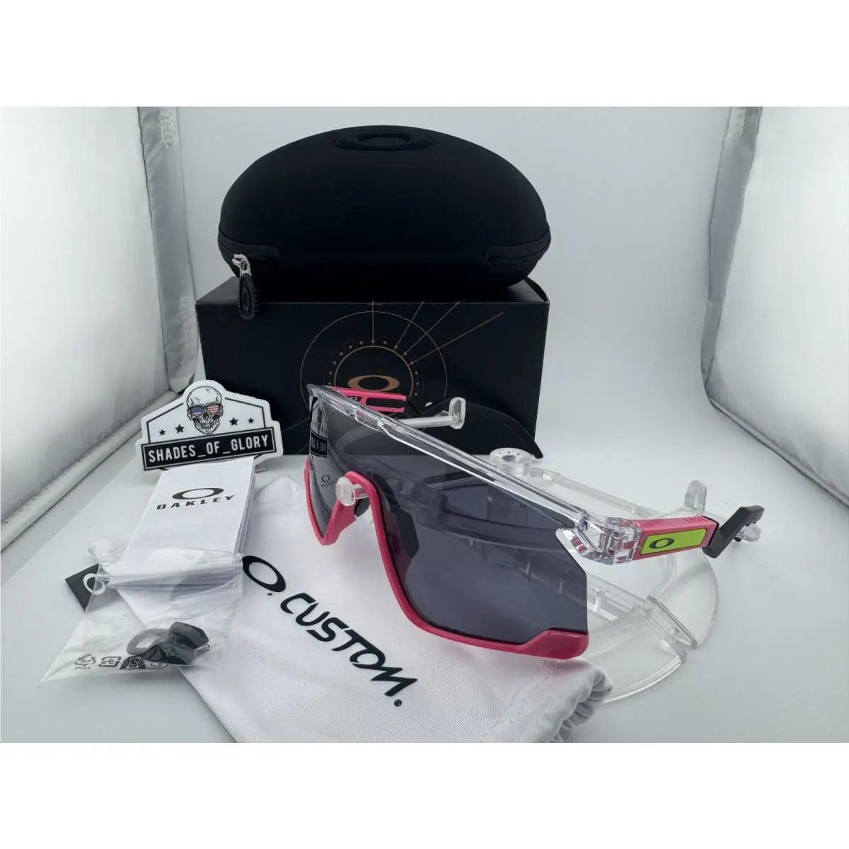 Bxtr Custom Neon Pink Clear Matte Black Trigger W/ Prizm Grey Sunglasses by Oakley