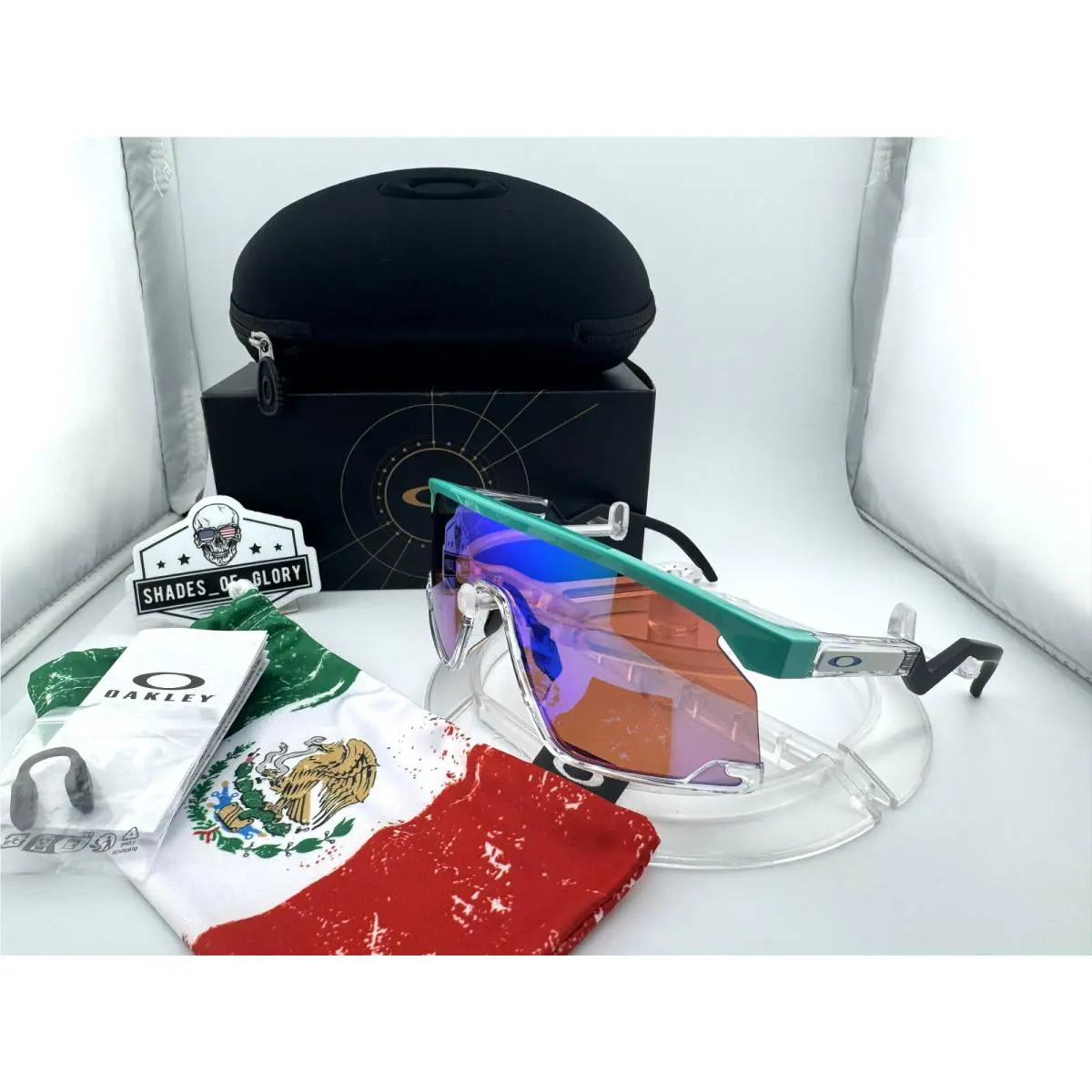Bxtr Custom Celeste Green Clear Matte Black Trigger Prizm Golf Sunglasses by Oakley