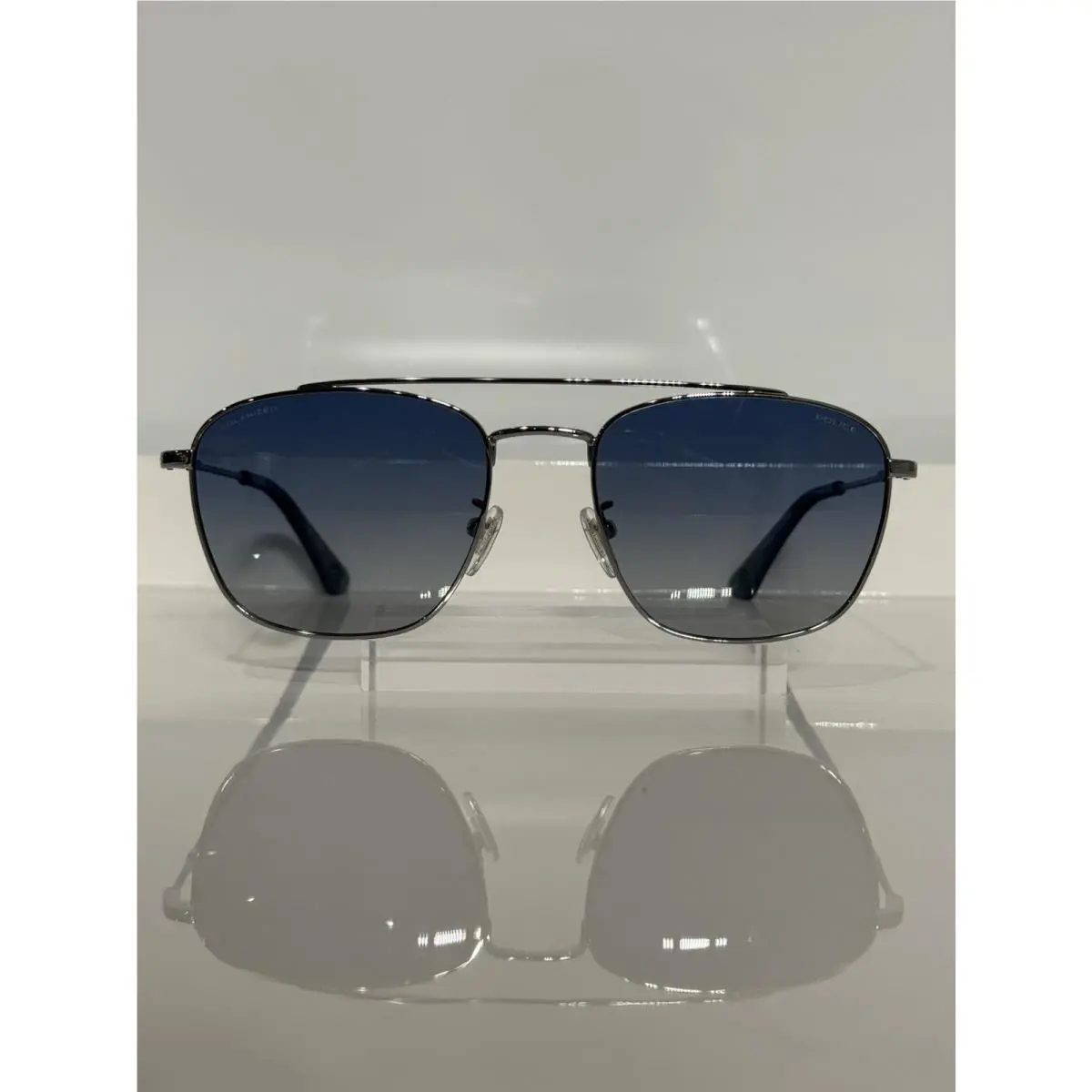 Police SPL996V 509P Gunmetal Aviator Polarized Gradient Blue Sunglasses