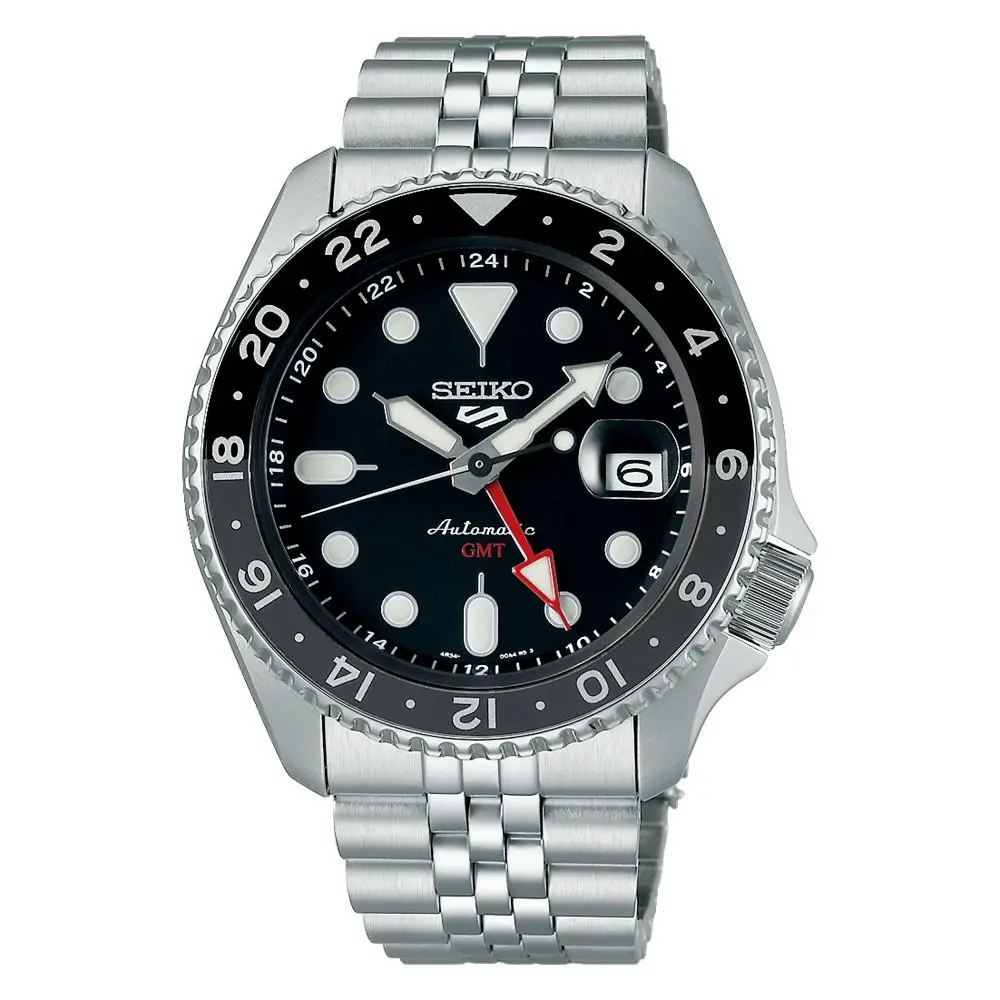 5 Sports Stainless Steel 42.5 MM Gmt Automatic Black Dial Watch SSK001 by Seiko