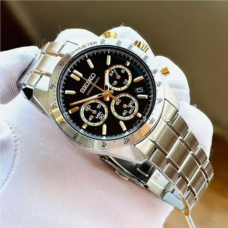 Spirit Black Dial Chronograph Stainless Steel Men`s Watch SBTR015 by Seiko