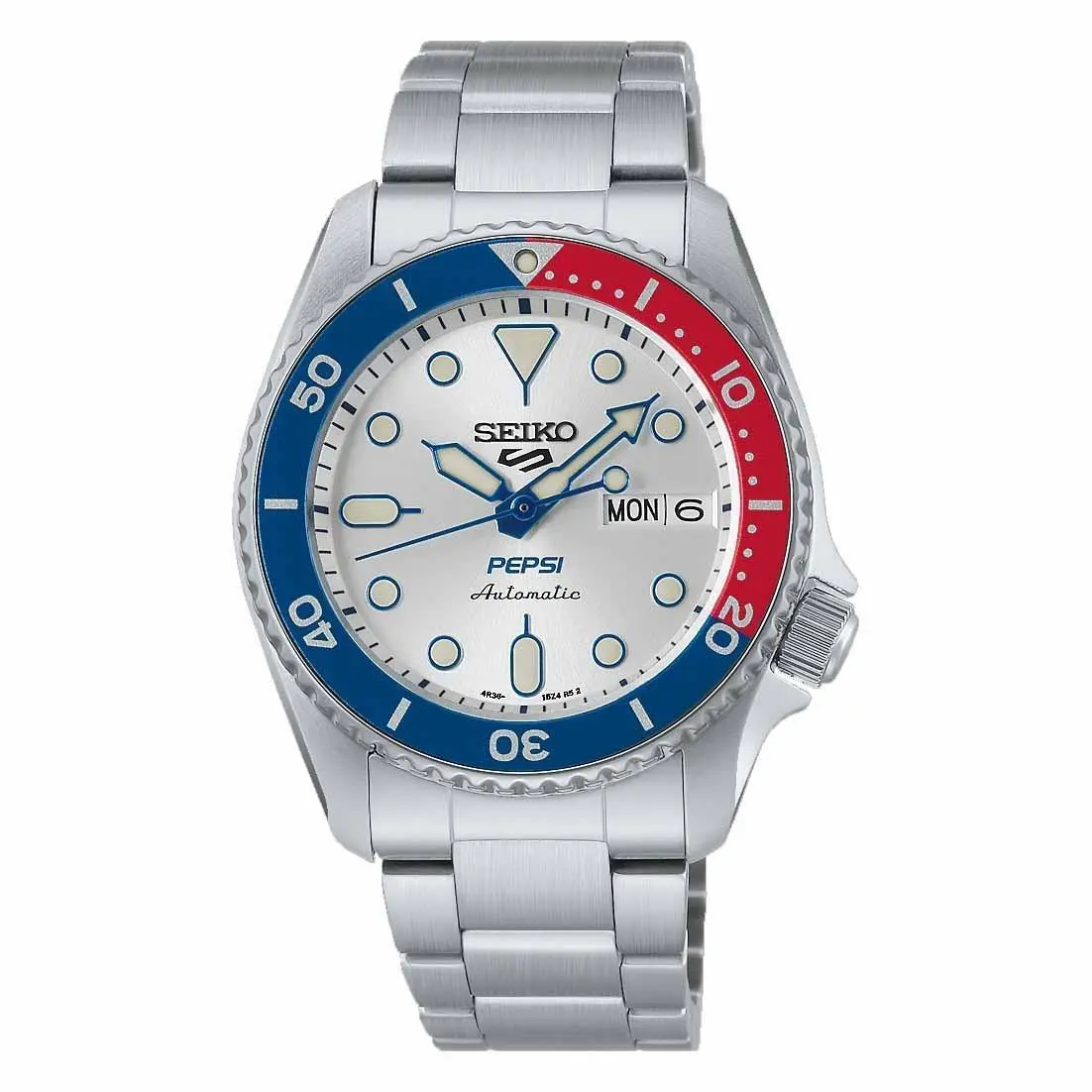 Seiko 5 Sports SRPL99K1 Men`s Stainless Steel Silver Dial 38mm Automatic Watch