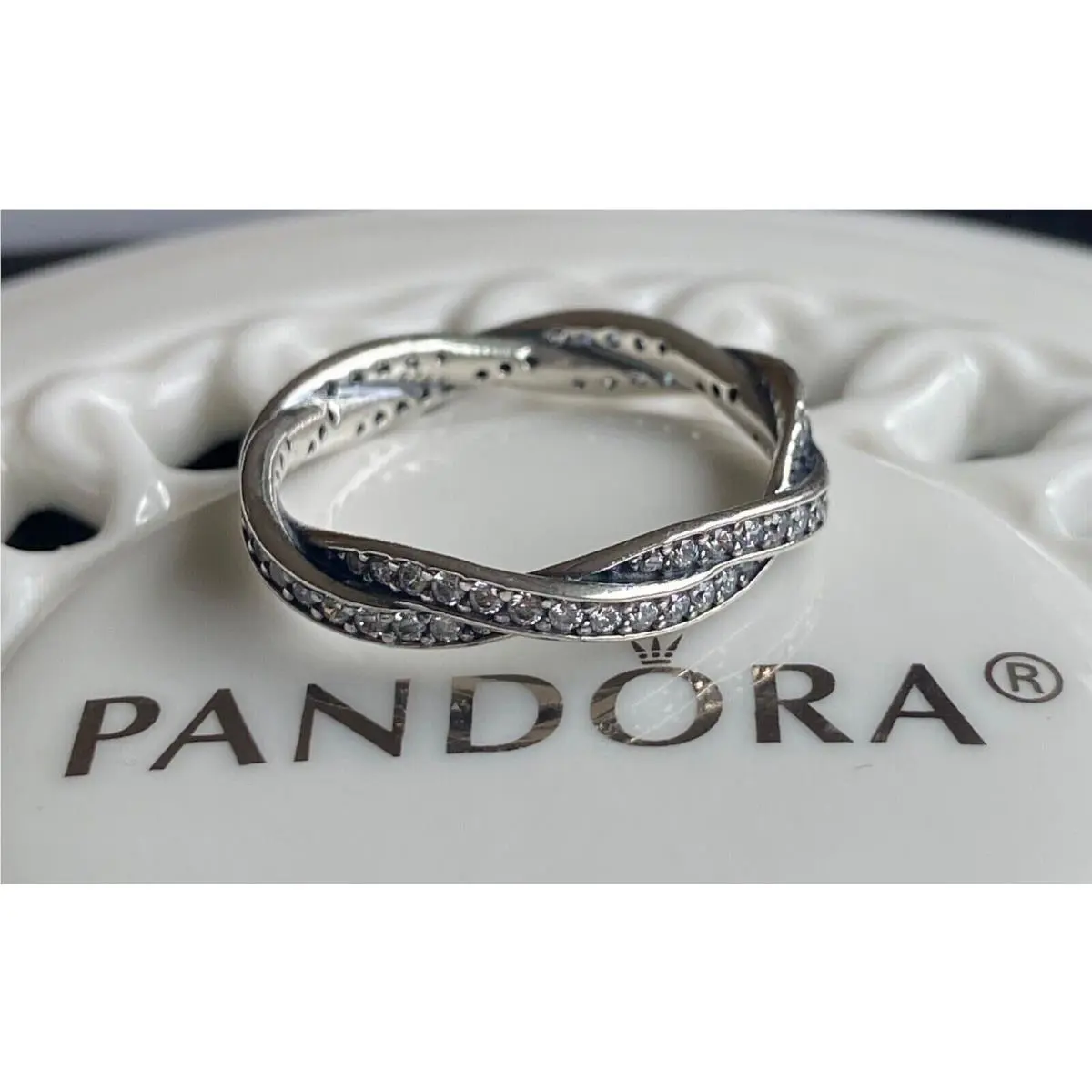 Pandora Sparkling Twisted Lines Ring 190892CZ