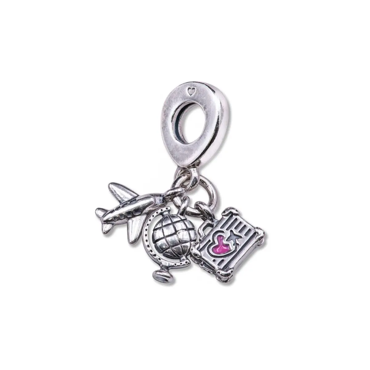 Pandora Airplane Globe Suitcase Dangle 799435C01