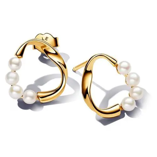 Pandora Organically Shaped Circle Treated Freshwater Cultured Pearls Stud 2632