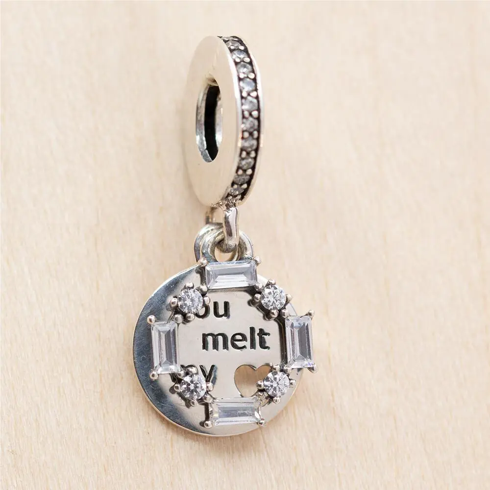 Pandora Charm Ice Carving Dangle 797553CZ W Tag Suede Pouch
