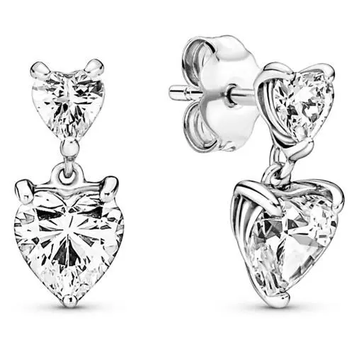 Double Heart Sparkling Stud Earrings 291199C01 by Pandora