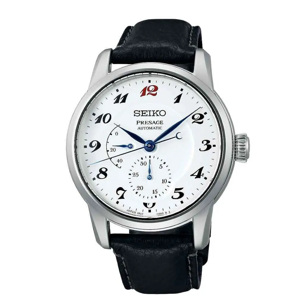 Presage Craftsmanship Series White Dial Leather Strap Watch SPB401 by Seiko