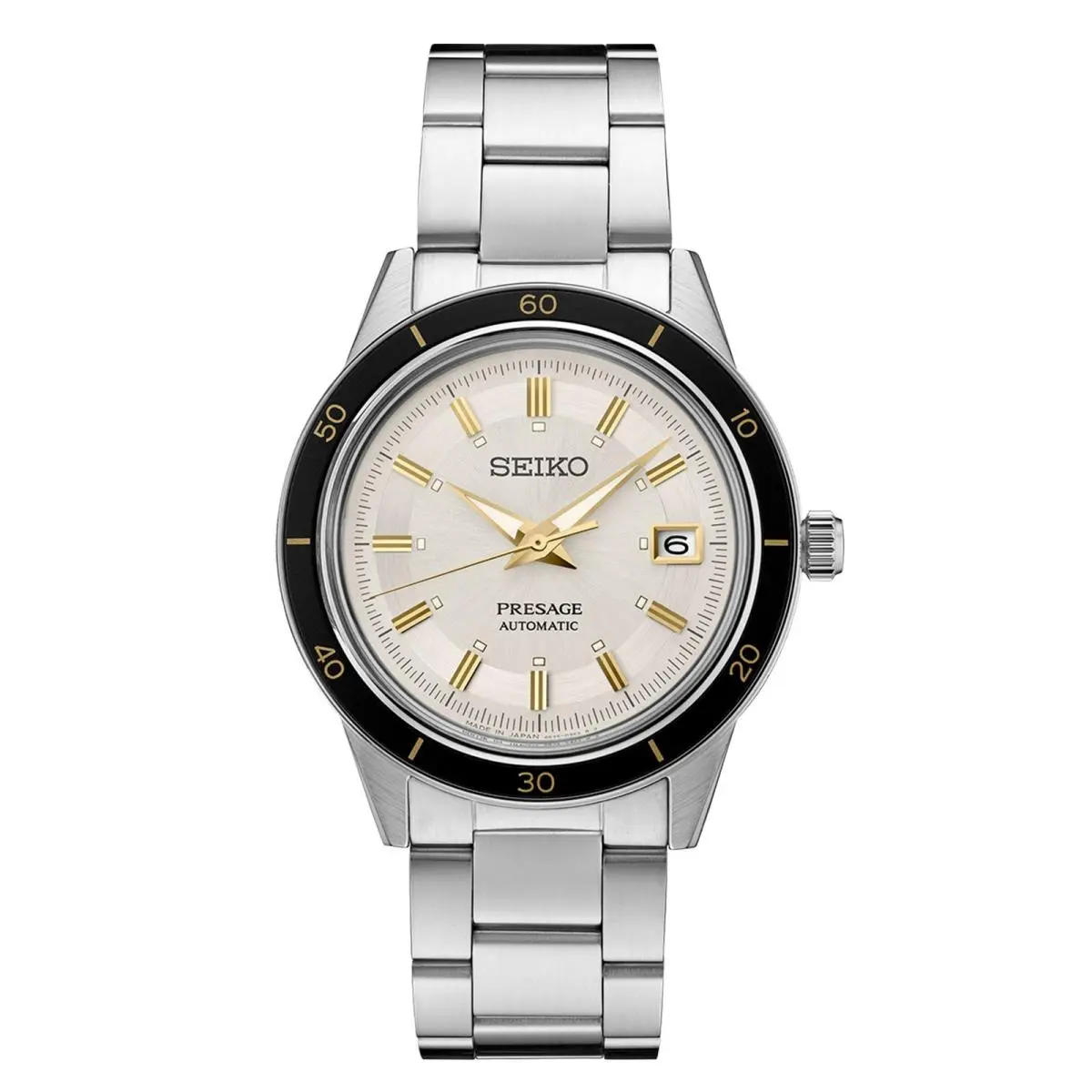 Seiko Presage SRPG03 40.8mm Ivory Beige Dial Automatic Watch Retro Style 60`s