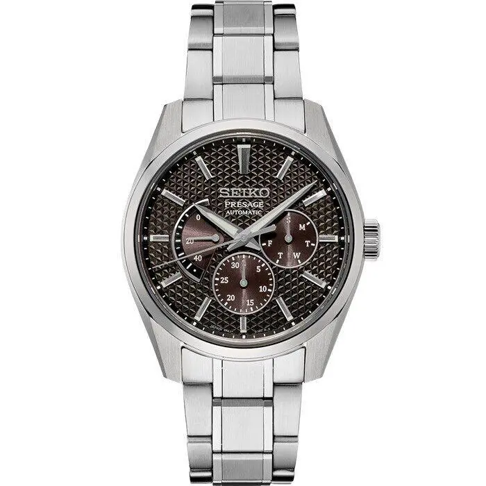 Seiko Presage Sharp-edged Series Brown Dial Men`s Watch SPB307 - Dial: Blue, Band: Silver