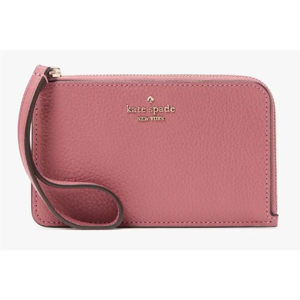Kate Spade Lucy Small Zip Card Holder Wristlet Pebbled Leather Pomegranate Rare