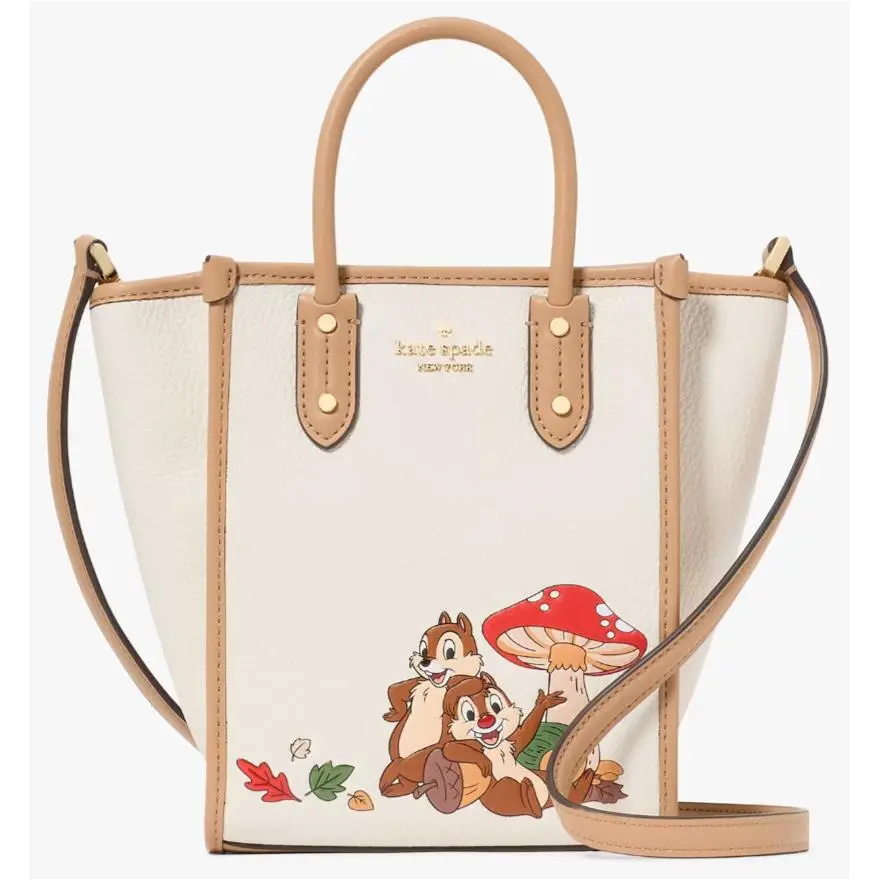 Kate Spade Disney Chip N Dale Mini Tote Bag Ivory Leather Purse KL749