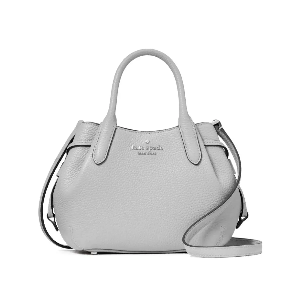 New Kate Spade Dumpling Mini Satchel Pebble Leather Mountain Grey - Exterior: Mountain Grey