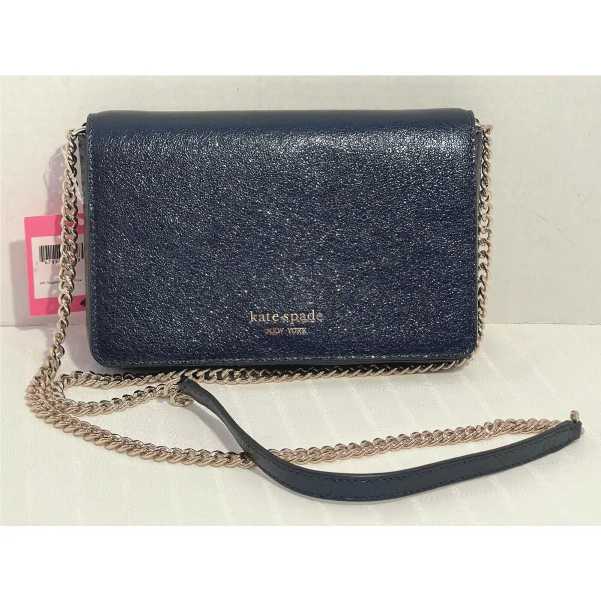 Kate Spade New York Spencer Metallic Navy Gold Chain Crossbody