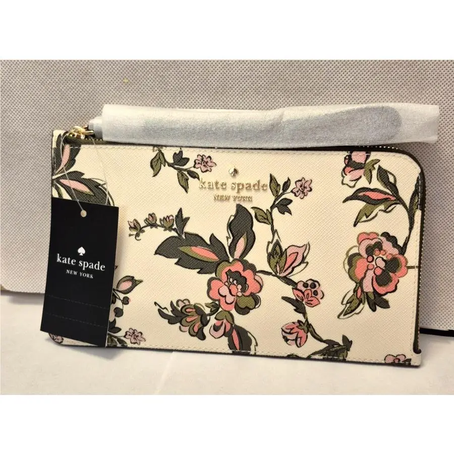 Lucy Forest Blooms Medium L-zip Wristlet - KL855 by Kate Spade