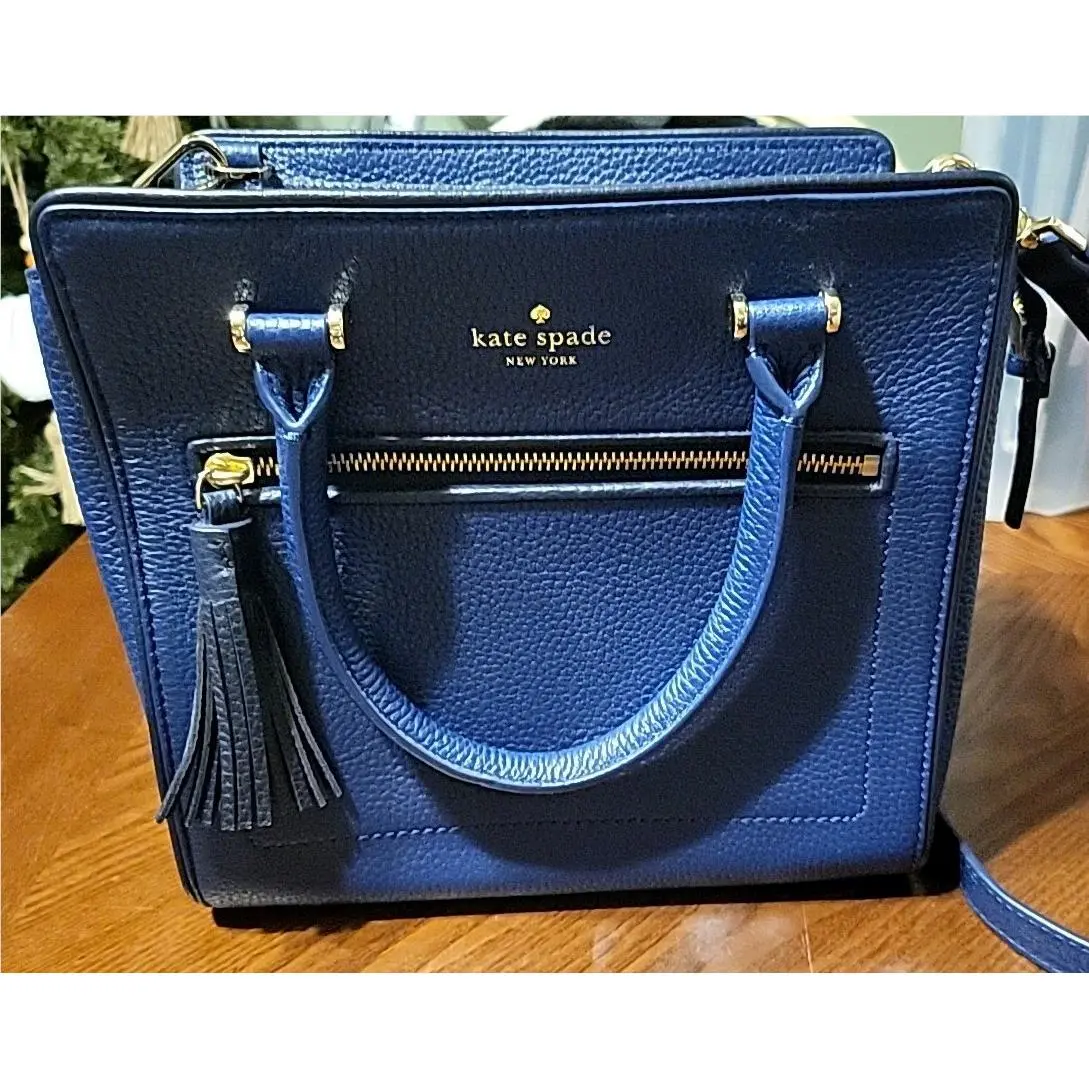 Kate Spade Small Allyn Bag Blue Satchel Crossbody Strap Leather