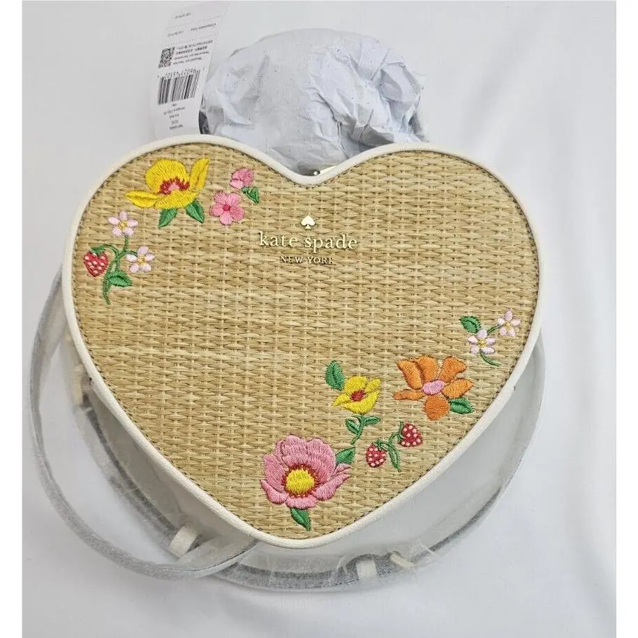 Kate Spade Love Shack Heart Crossbody Meringue M 100 Vtp Woven Floral Purse
