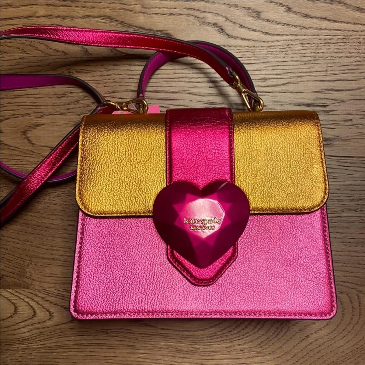 348 Kate Spade Women`s York Bijou Mini Top-handle Metallic Bag