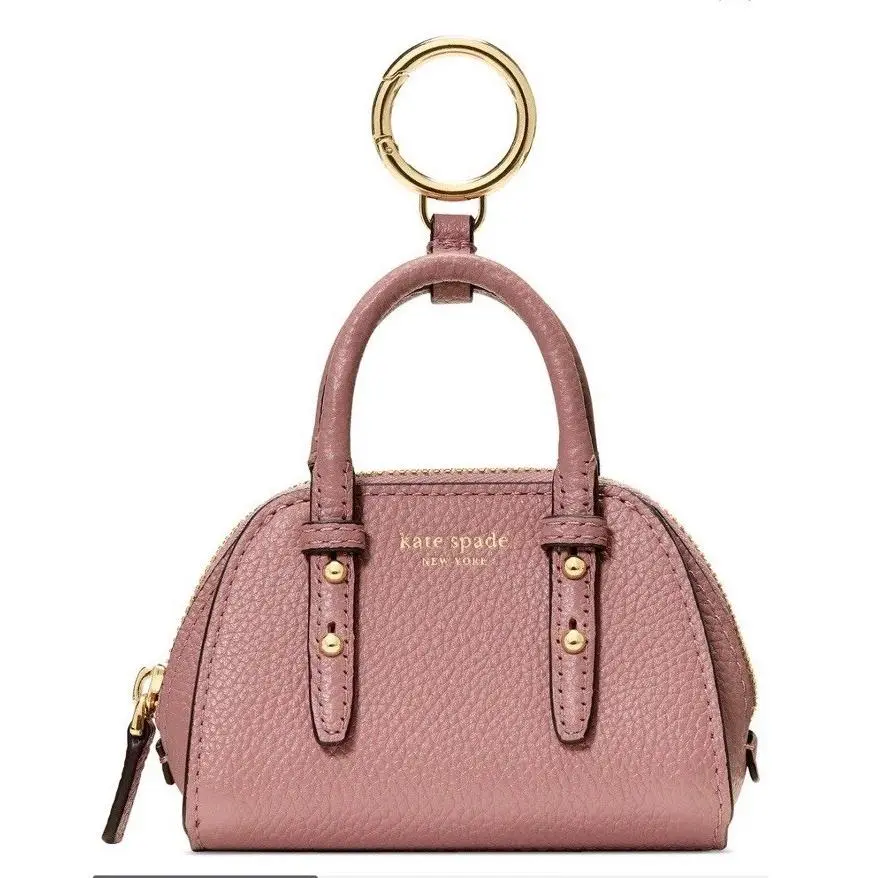 Kate Spade Charmed Pebbled Leather Key Fob Bag Charm Dusk Rose