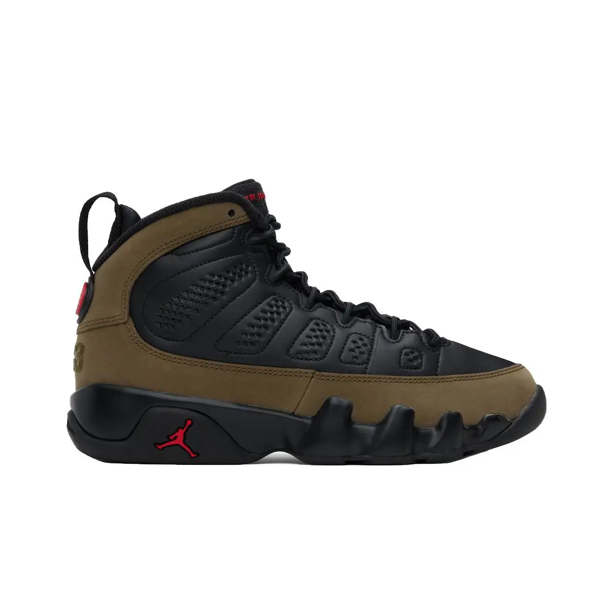 Jordan 9 Retro Lifestyle Sneakers Olive Pre School Green 401811 - Black/True Red/Light Olive