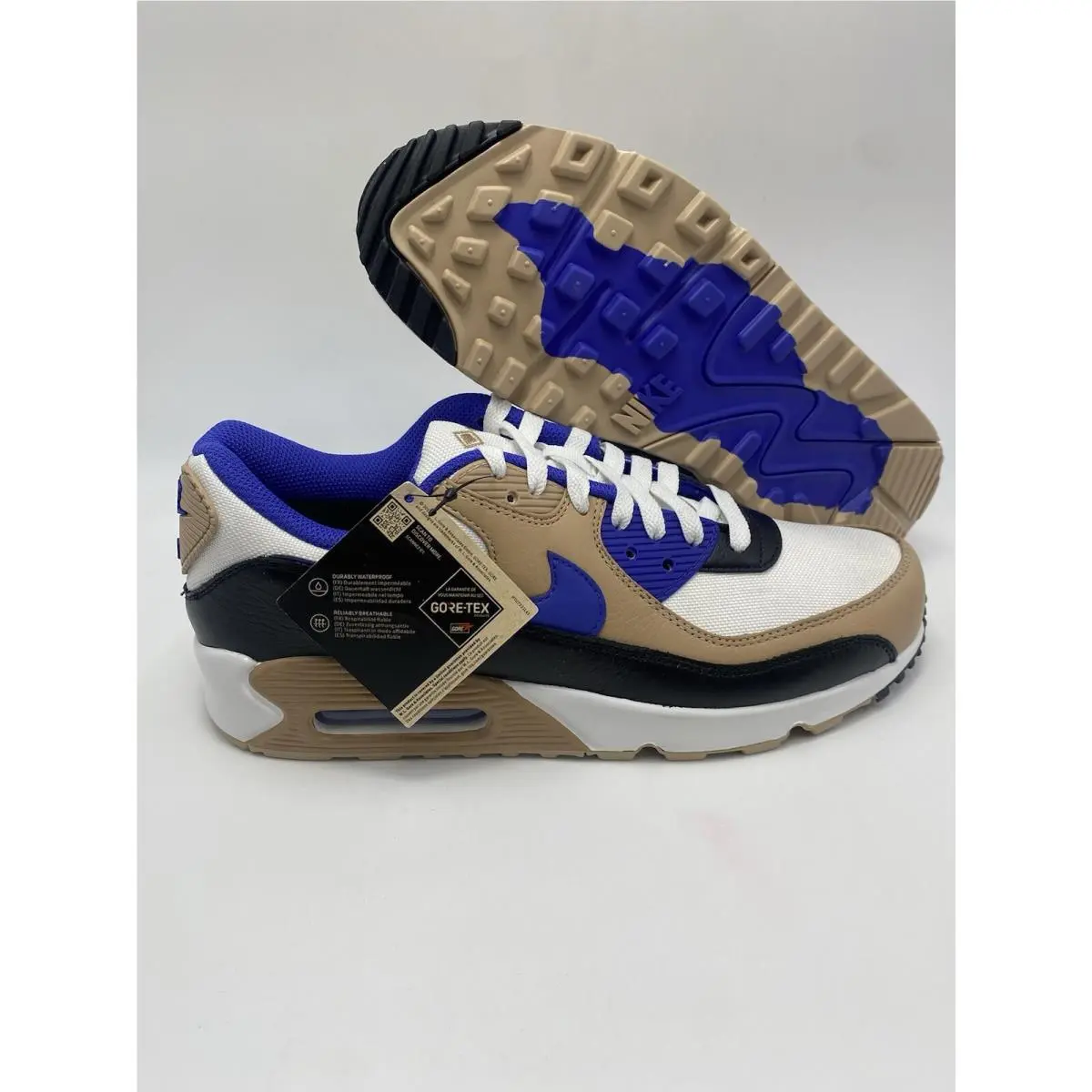 Nike Air Max 90 Gtx Summit White Hemp Black Shoes FD5810 100 Men`s Size 8.5