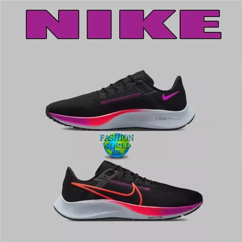 Nike Air Zoom Pegasus 38 Men`s Running Shoes Size 11.5 CW7356 011 Black Purple - Black