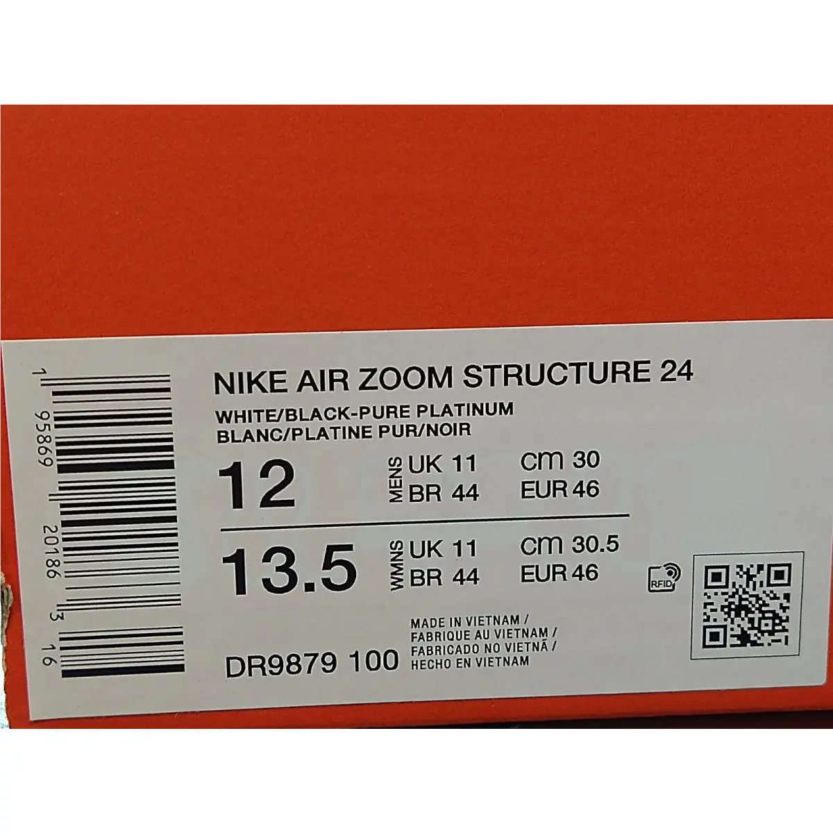 Nike shoes - Nike Air Zoom Structure 24 - DR9879 100 - White / Black - Platinum (UPC: 195869201863) 7