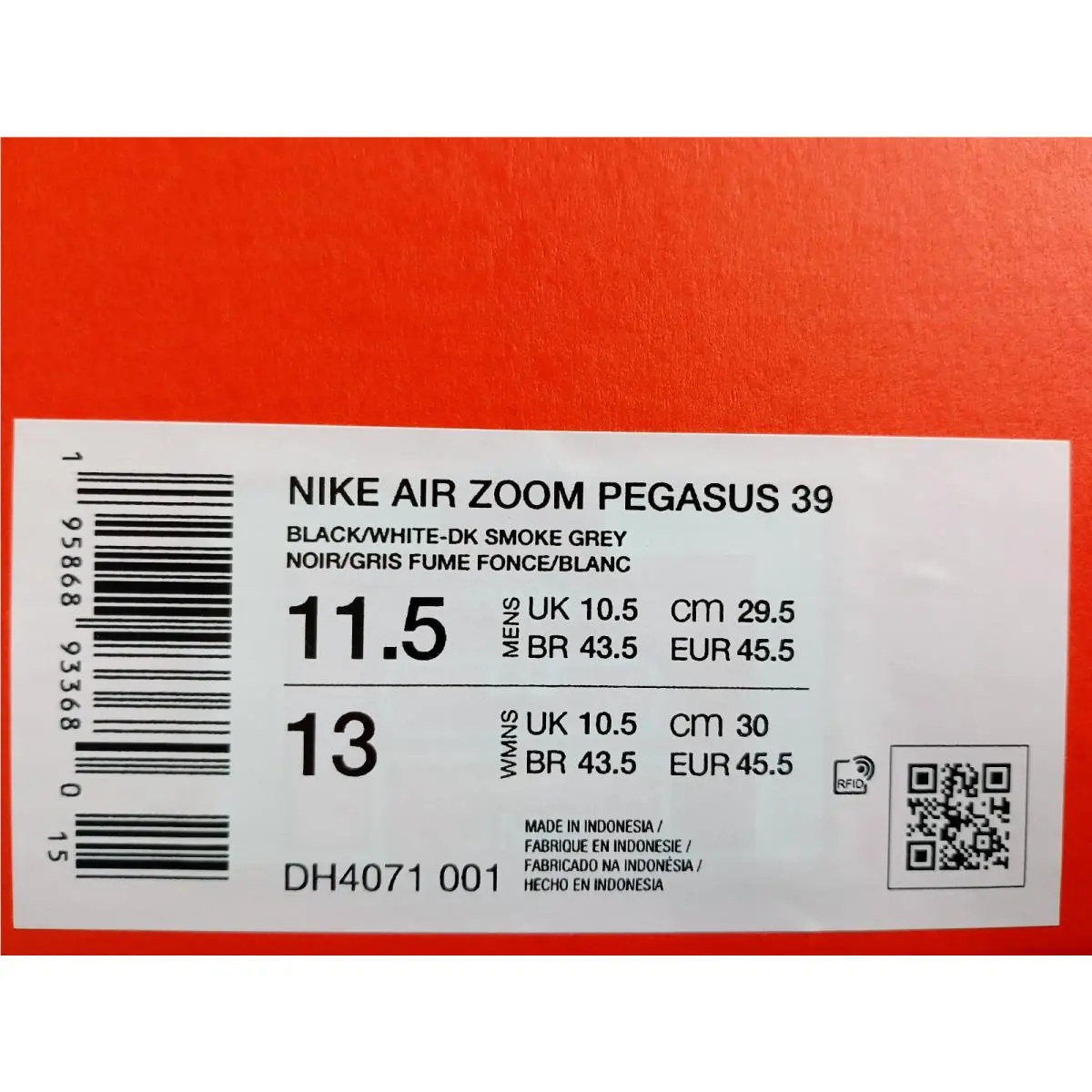 Nike shoes - Nike Air Zoom Pegasus 39 - DH4071-001 - Black (UPC: 195868933680) 4