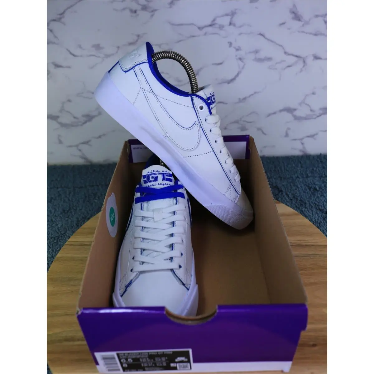 Nike SB Blazer Low Pro GT Prm Fine China 20th Anniversary White Blue Men`s 6.5