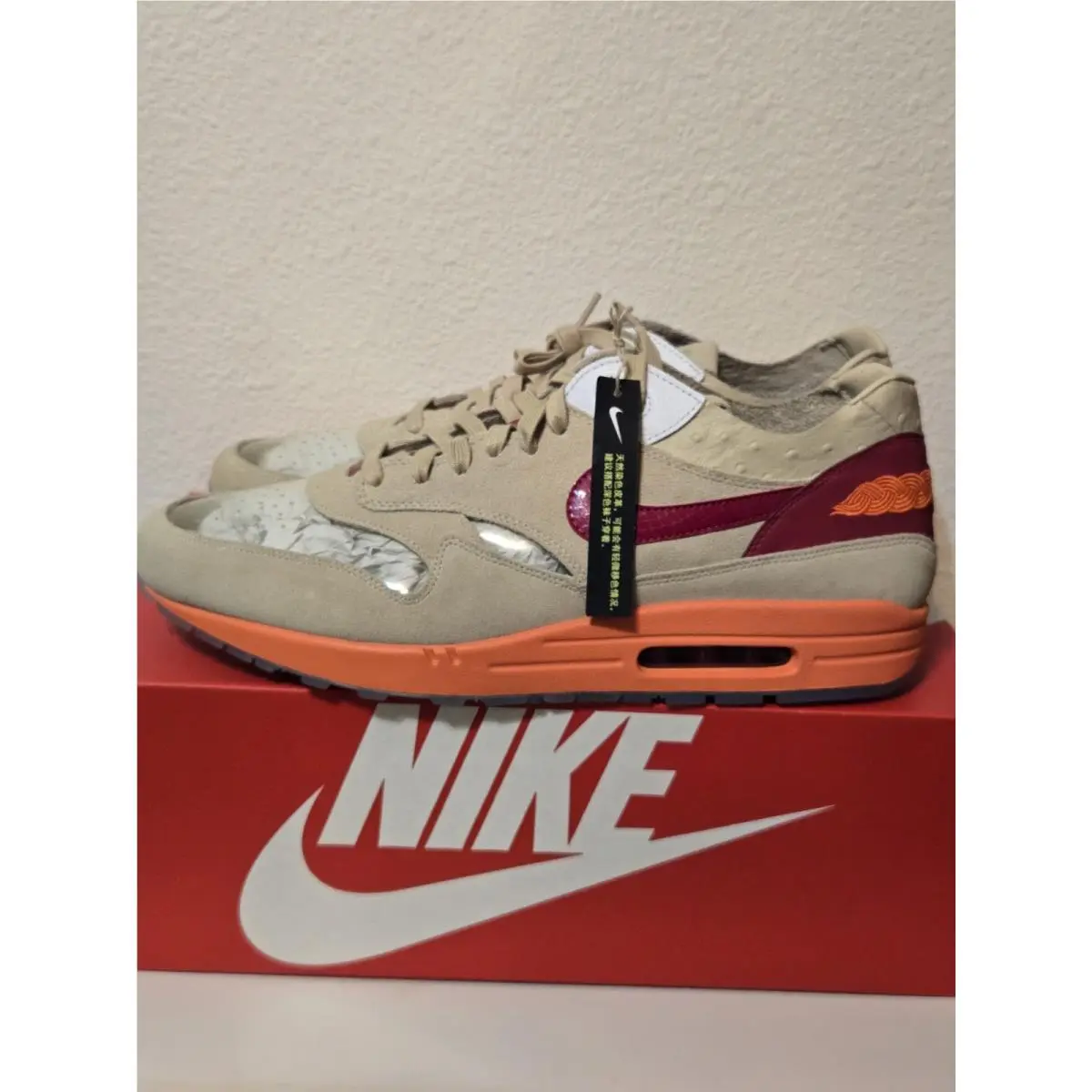 Nike Air Max 1 Clot Kiss of Death Beige Red Orange Men`s Size 15 DD1870-100 2021