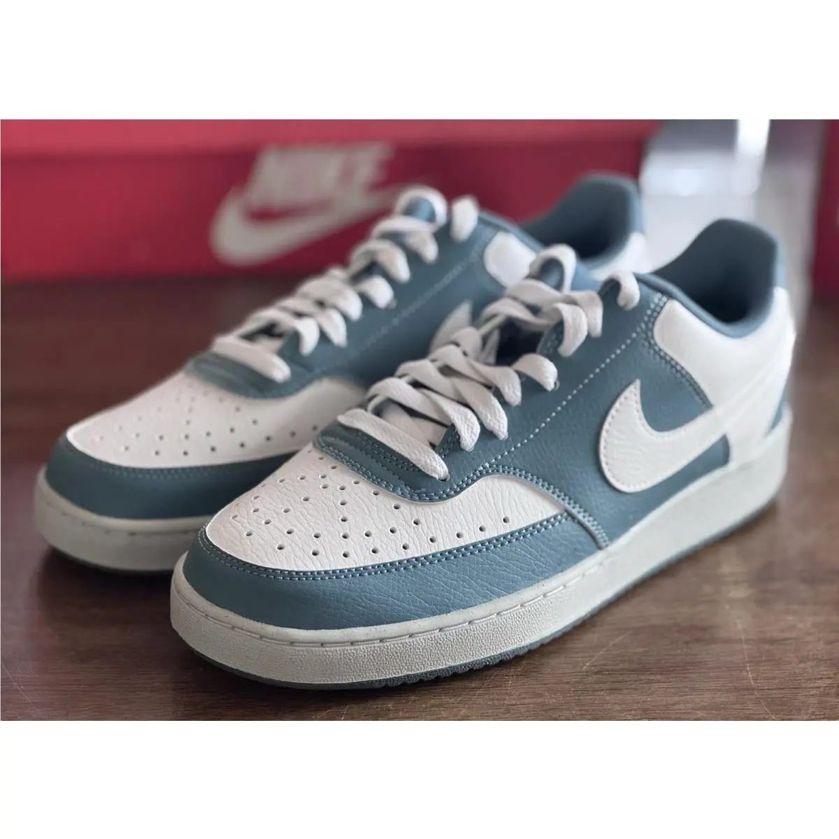 Women’s Size 9.5  Court Vision Low NN White Smokey Blue DH3158-112 by Nike