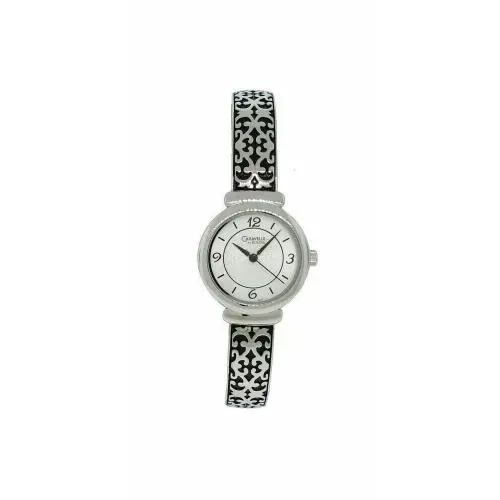 Caravelle by Bulova Women`s Round Analog Black Lacquer Bangle Watch 43L117 - Dial: Black, Silver, Band: Black, Silver, Bezel: Silver