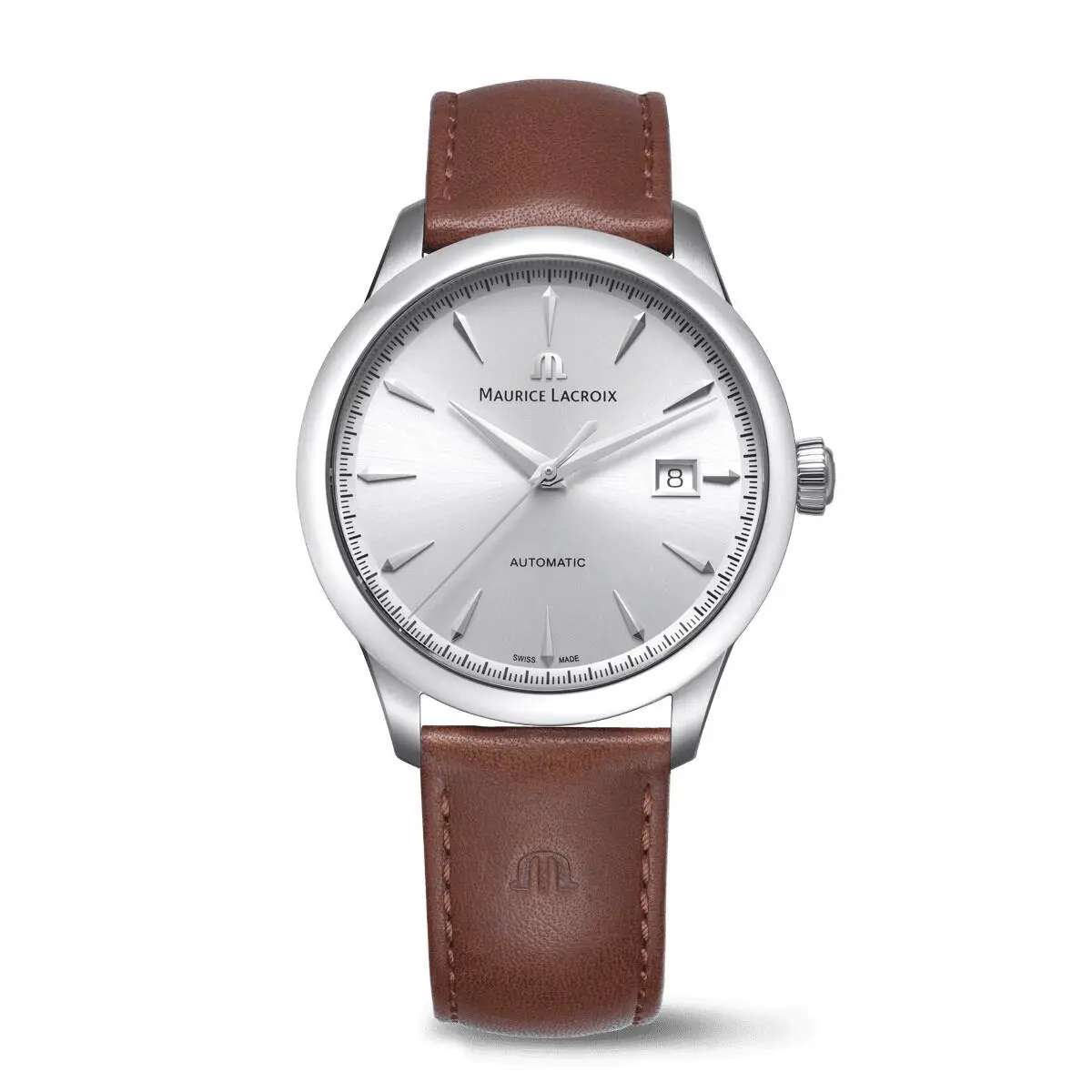 Maurice Lacroix 1975 Automatic 40mm Silver Dial Leather Watch 756008-SS001-130-3