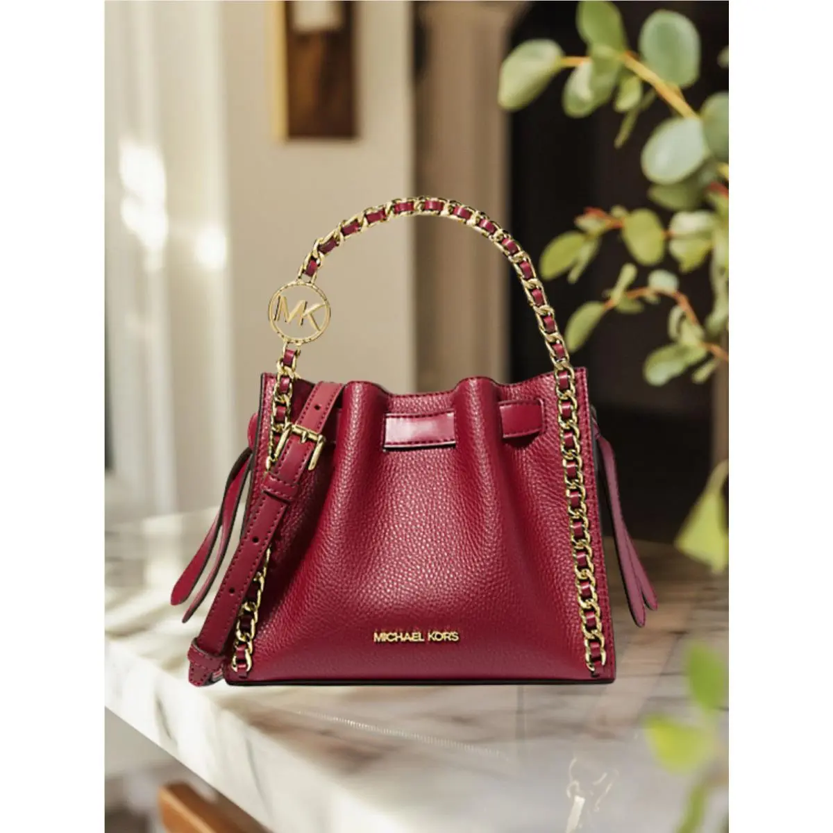 Mina Small Pvc Belt Chain Crossbody Bag Women Handbag Purse CHERRY by Michael Kors