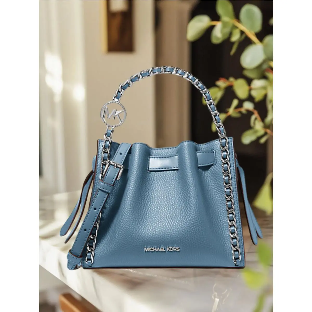 Mina Small Pvc Belt Chain Crossbody Bag Women Handbag Purse CORNFLOWER by Michael Kors