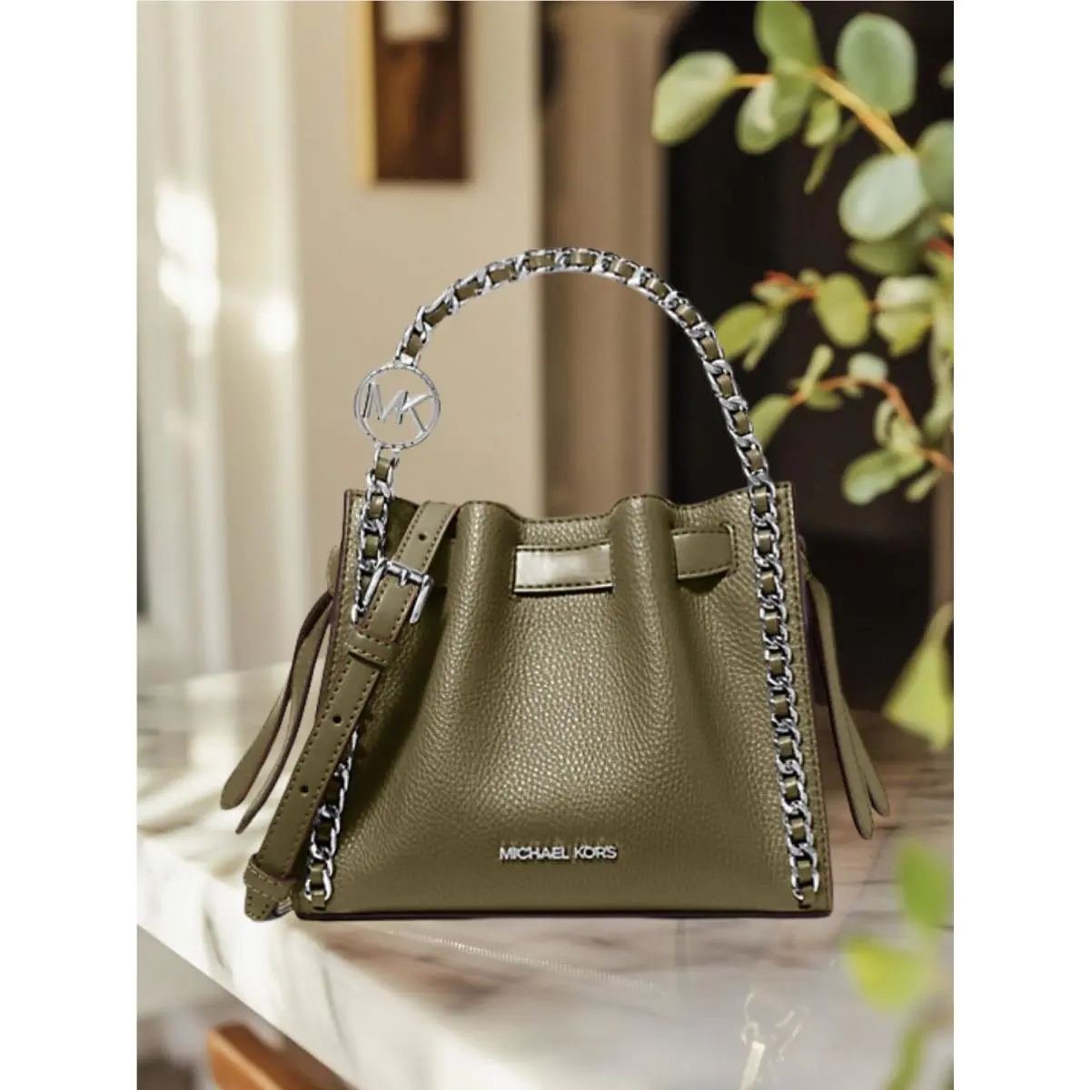 Mina Small Pvc Belt Chain Crossbody Bag Women Handbag Purse OLIVE by Michael Kors