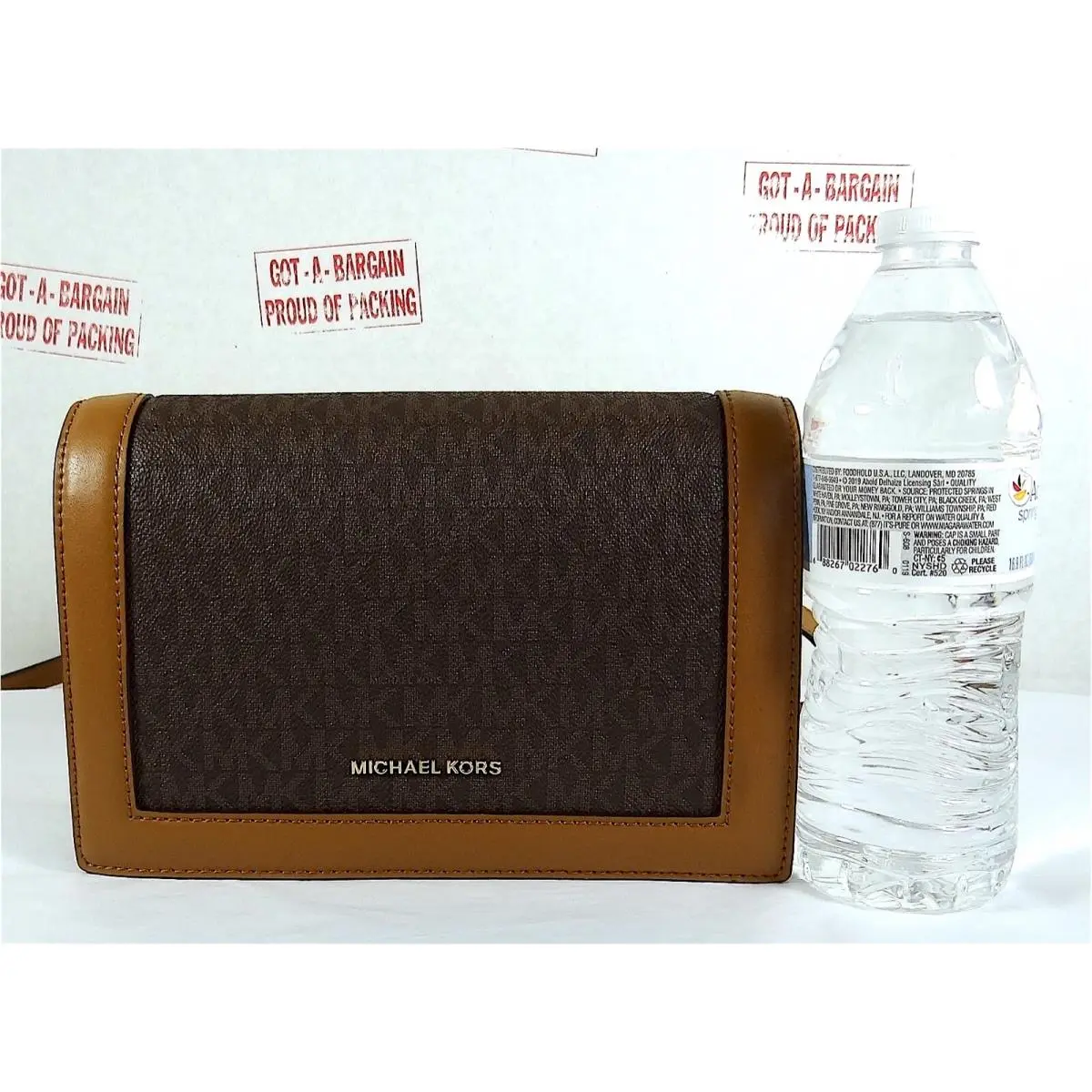 Michael Kors Jet Set Chain Large Brown MK Logo Fullflap Crossbody Messenger Bag