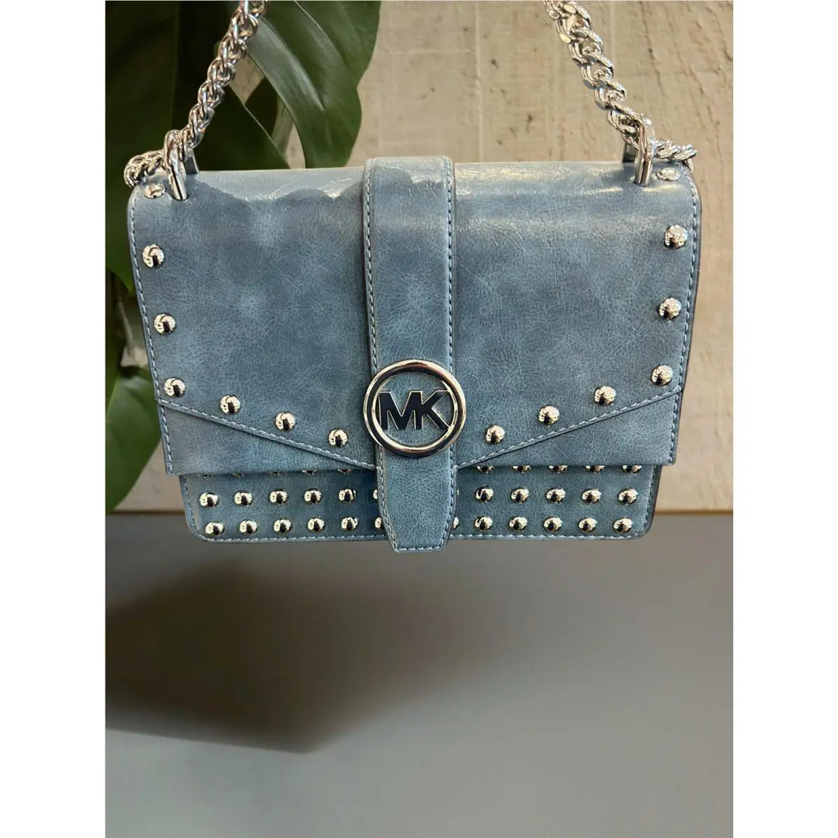 Michael Kors Greenwich Women Small Purse Handbag Crossbody Bag Cornflower Purse