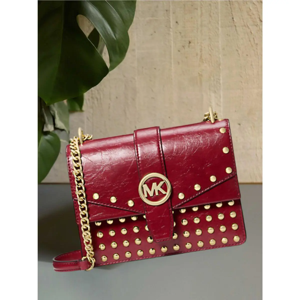 Michael Kors Greenwich Women Small Shoulder Bag Handbag Purse Crossbody Cherry