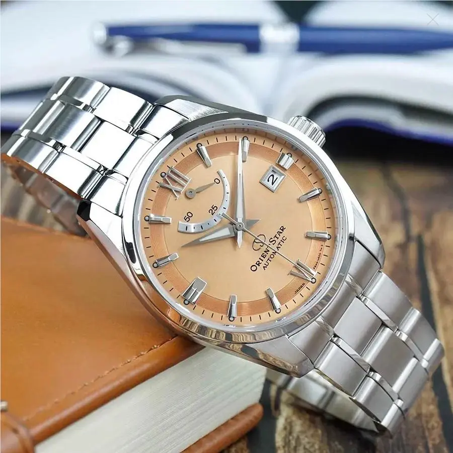 Orient Star Automatic Orange Dial Sapphire Crystal Men`s Watch RK-AU0108G