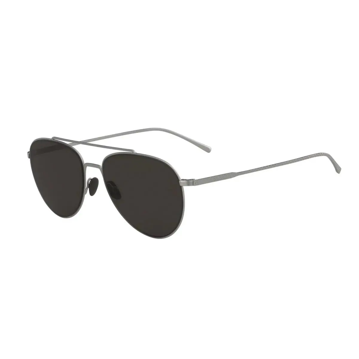 Lacoste L195S 028 Grey Brown Pilot Men`s Sunglasses - Frame: Metal, Lens: Matte Palladium Gray