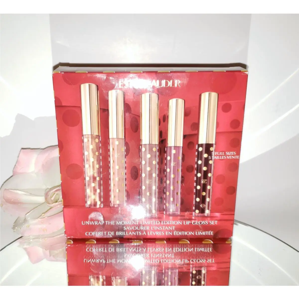 Estee Lauder Unwrap The Moment 5pc Lip Gloss Gift Set Full Size Limited Edition