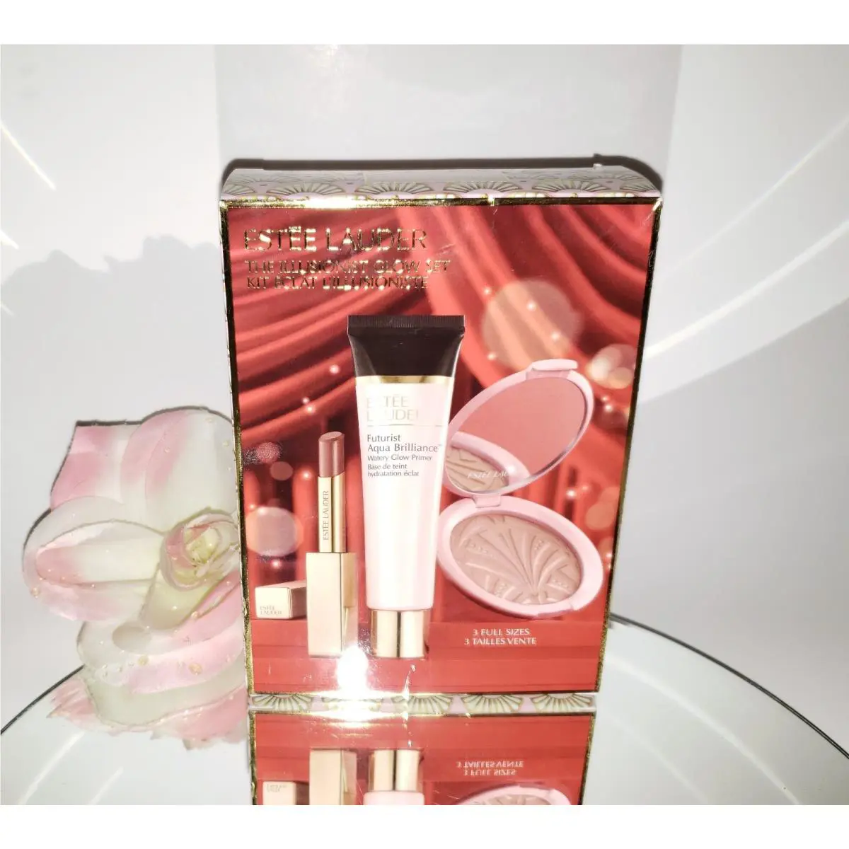 Estee Lauder The Illusionist Glow 3pc Gift Set Primer Lipstick Highlighter