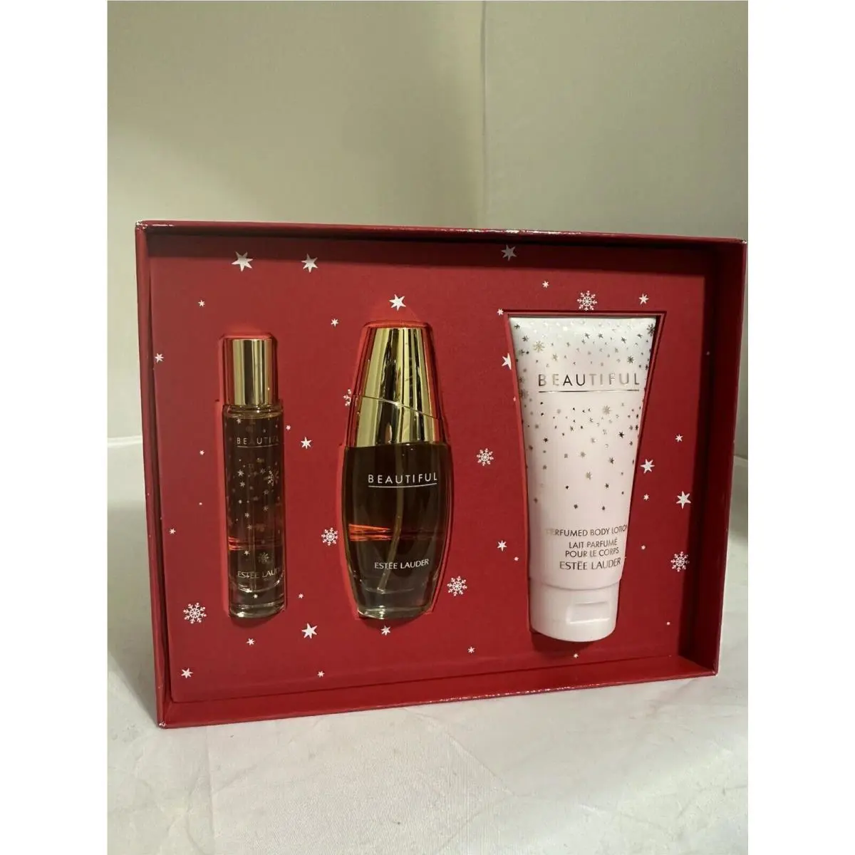 Estee Lauder Beautiful Trio Set 1oz Spray / 2.5 Body Lotion / .34 Travel Spray