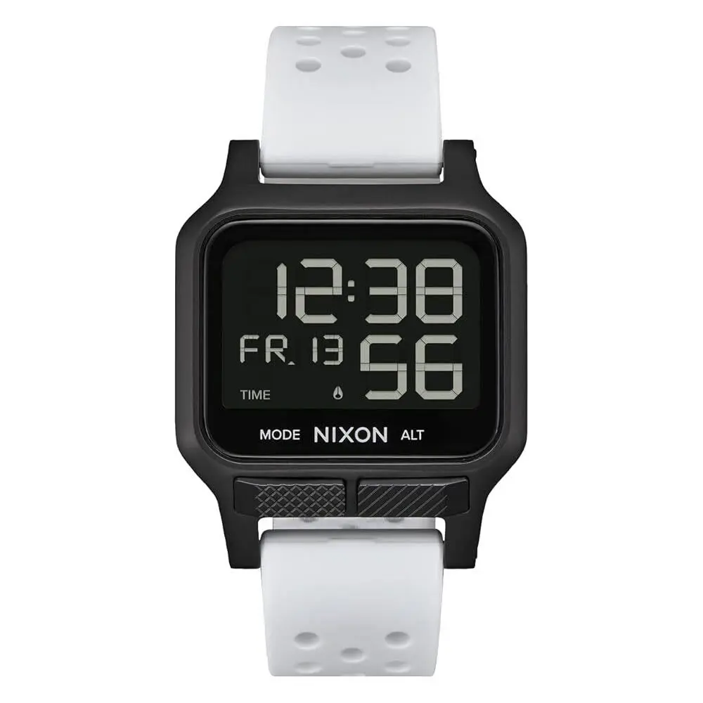Nixon Unisex Heat Black White Chronograph Digital 38mm Watch A1320-005-00 - Dial: Black, Band: White, Bezel: Gunmetal