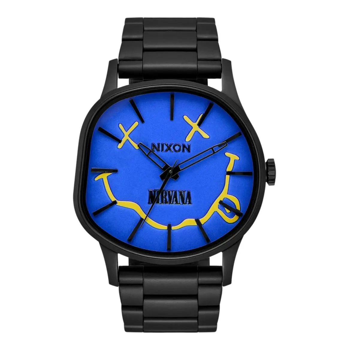 Nixon Nirvana Sentry Wobble Blue Dial Matte Black Unisex Quartz Watch A1417-5367 - Dial: Blue, Yellow, Band: Black, Bezel: Black