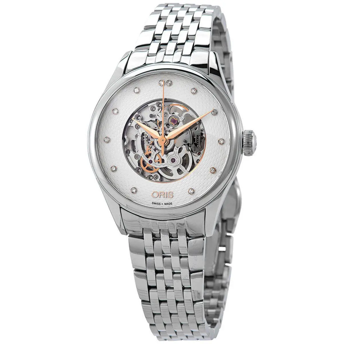 Oris Women`s Artelier Watch Automatic Skeleton Dial Bracelet 01 560 7724 4031MB