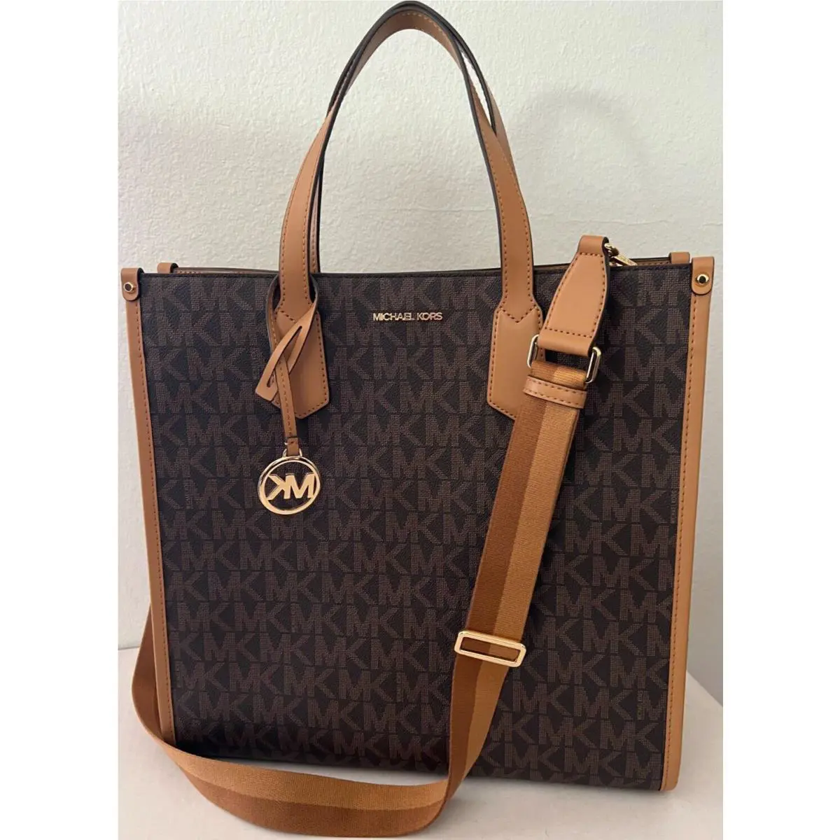 Michael Kors Maple Logo Large Tote Crossbody-brown Luggage